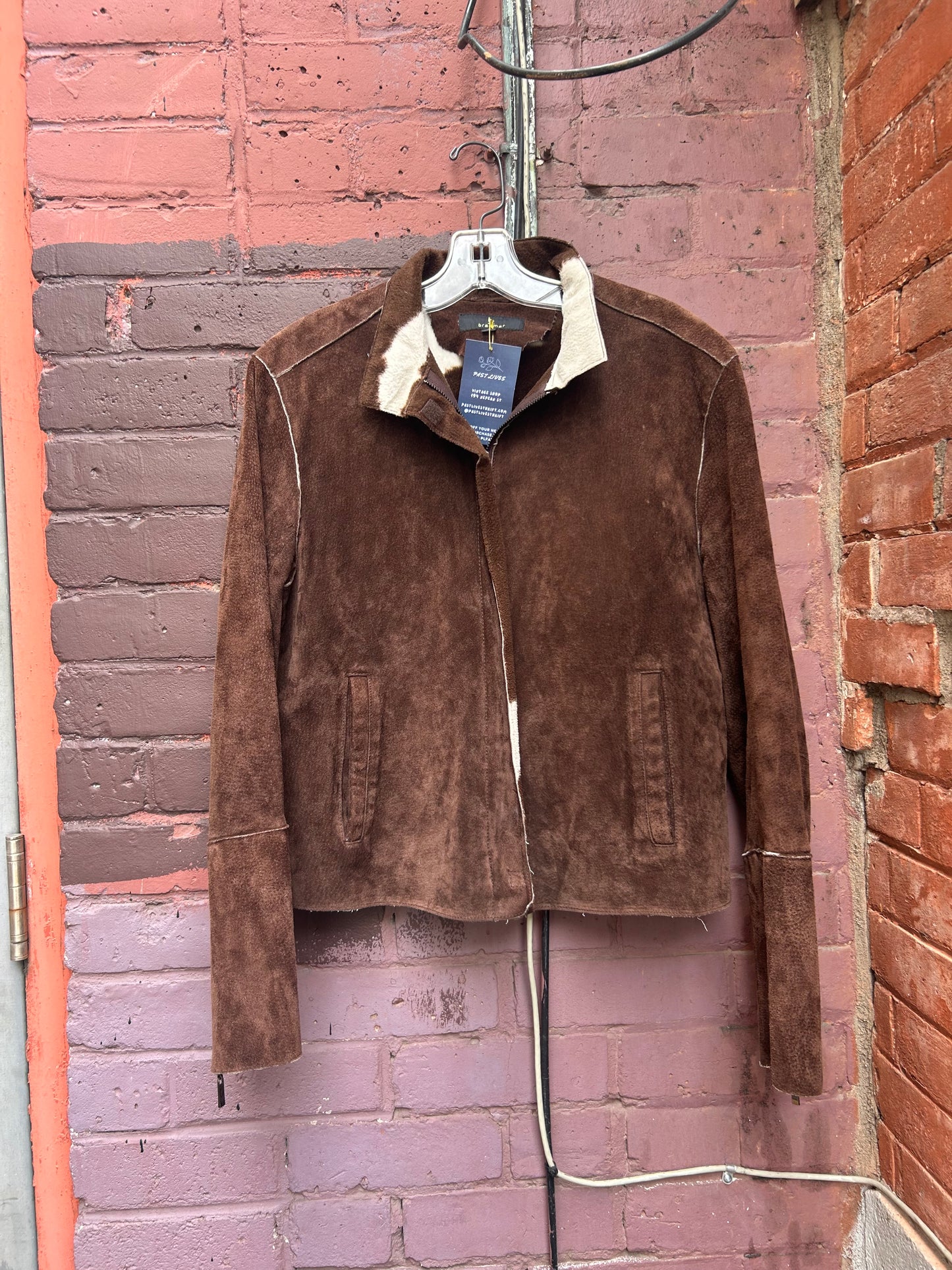 90’s Vintage Brown Suede Cow Print Jacket / Size M