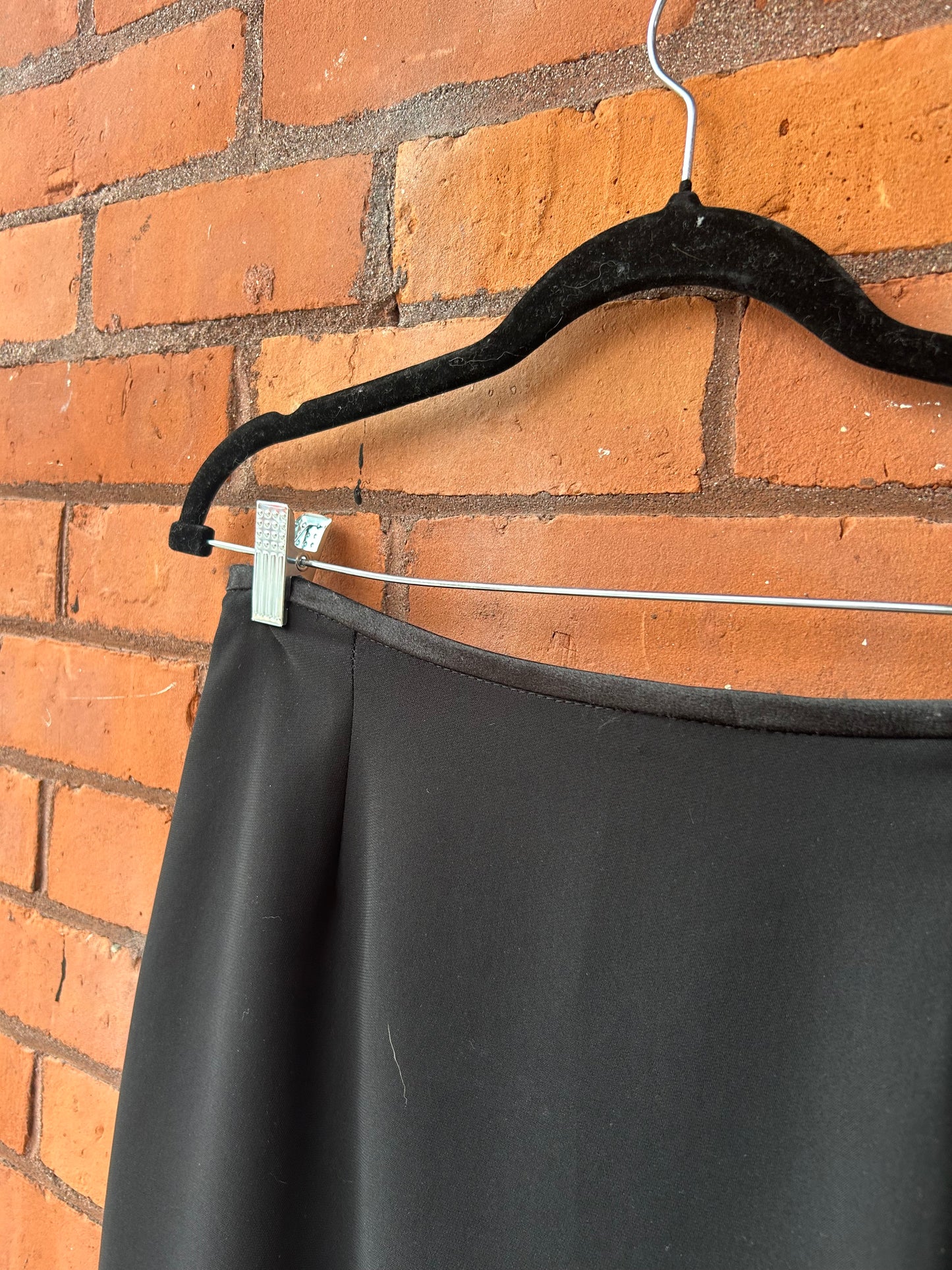 90’s Vintage Black Zip Slit Maxi Skirt / 30 Waist