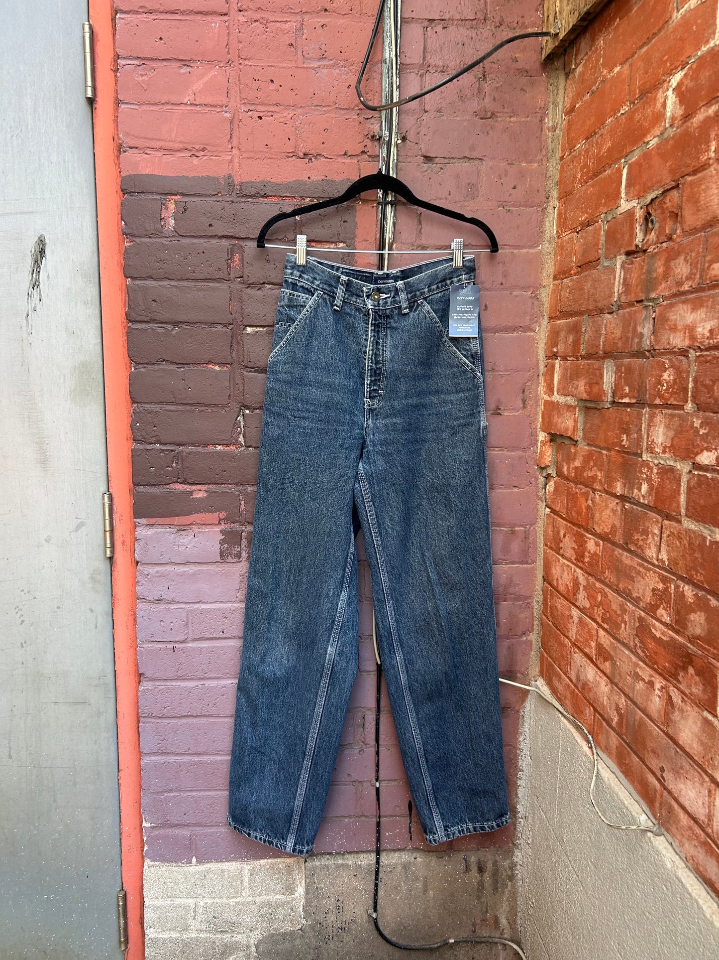 90's Vintage Faded Blue Carpenter Jeans / 28 Waist