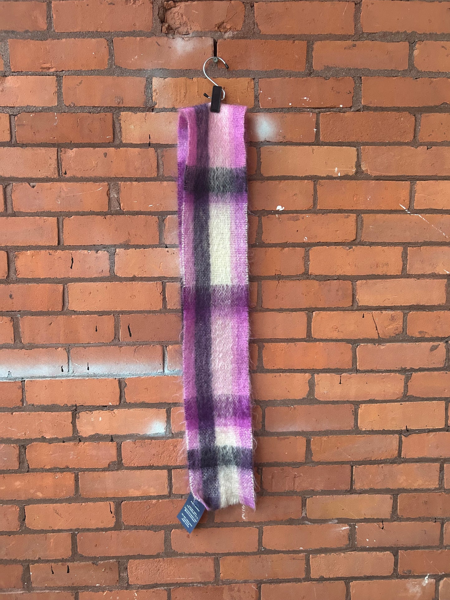 90’s Vintage Purple Plaid Mohair Wool Scarf