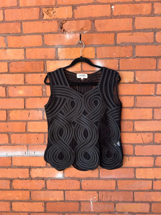 90’s Vintage Black Mesh Swirl Tank / Size XL