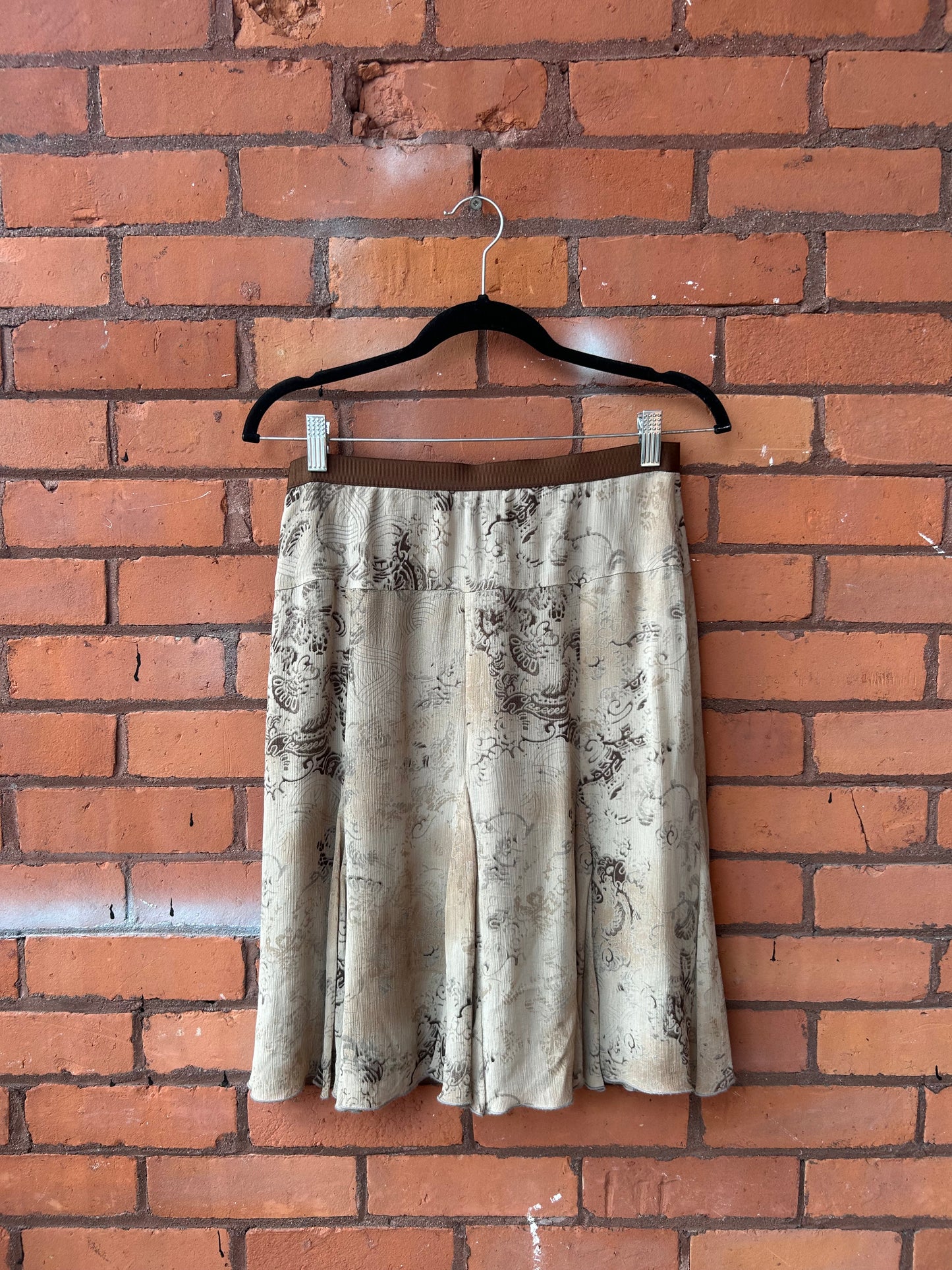 Y2K Floral Brown Fairy Midi Skirt / 28 Waist