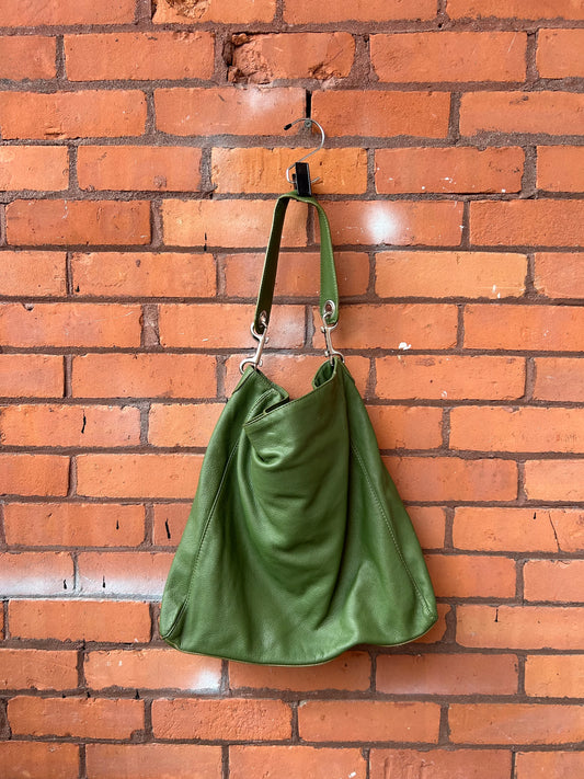 Y2K Vintage Green Italian Leather Slouchy Purse