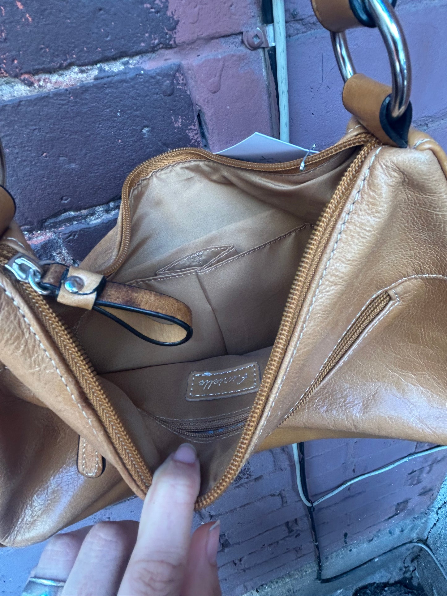 Y2K Vintage Brown Leather Structured Shoulder Purse