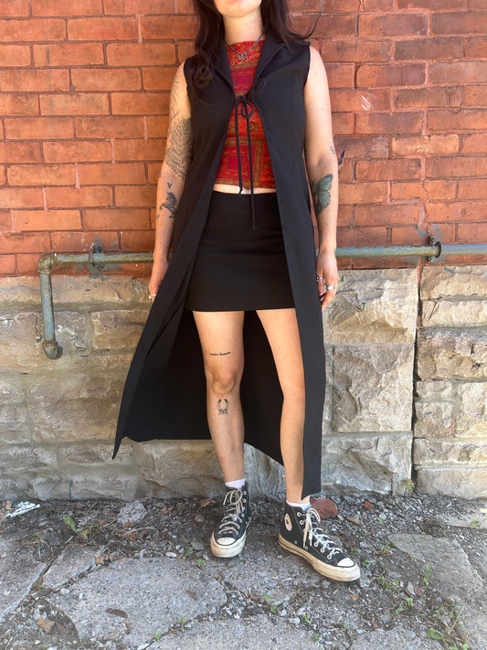 90’s Vintage Black Tie Duster / Size M-L