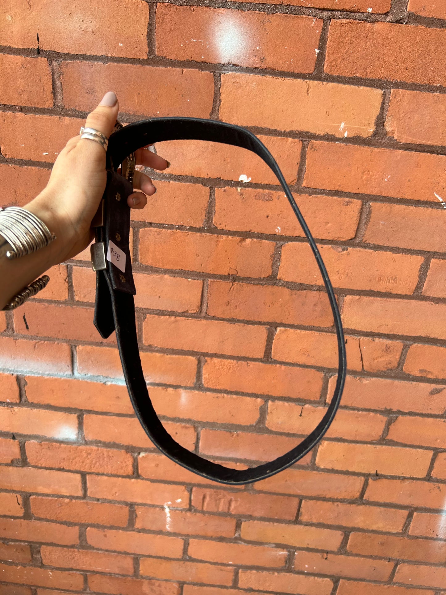 90’s Vintage Western Blue Suede Belt / 28-31 Waist