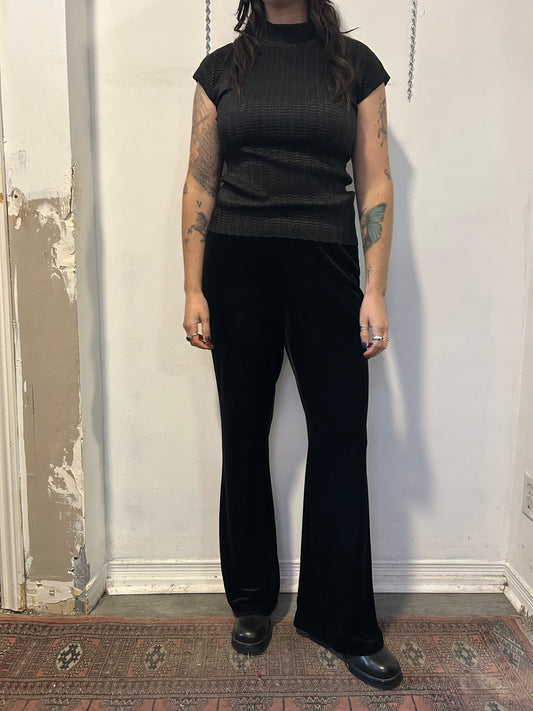 90’s Vintage Satin Textured Mockneck Tank Top / Size M