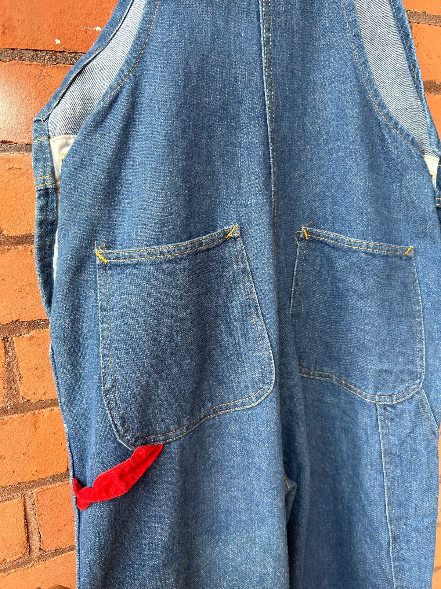 70’s Vintage GWG Denim Bellbottom Overalls / 32 Waist