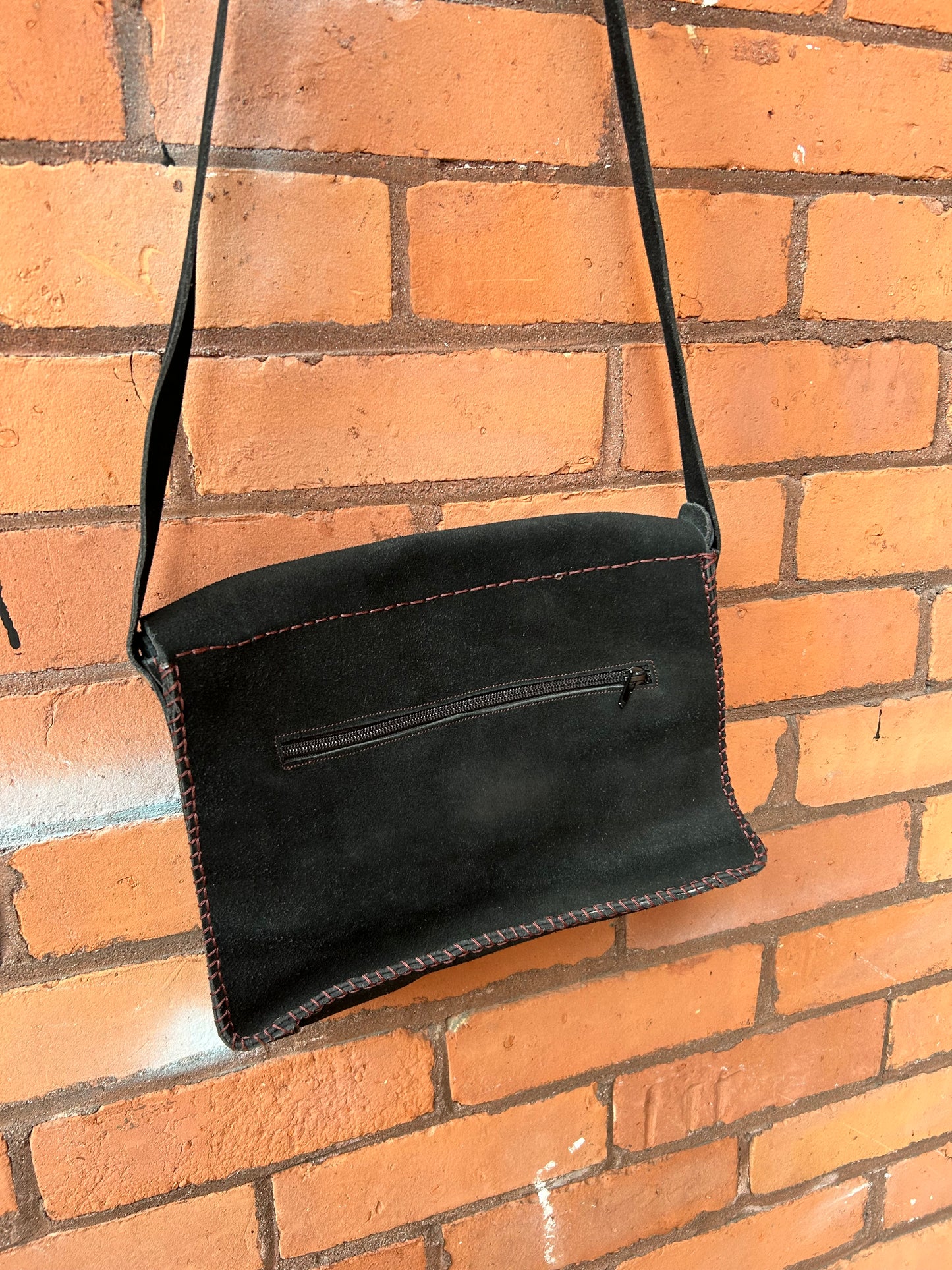 90’s Vintage Black Suede Crossbody Bag