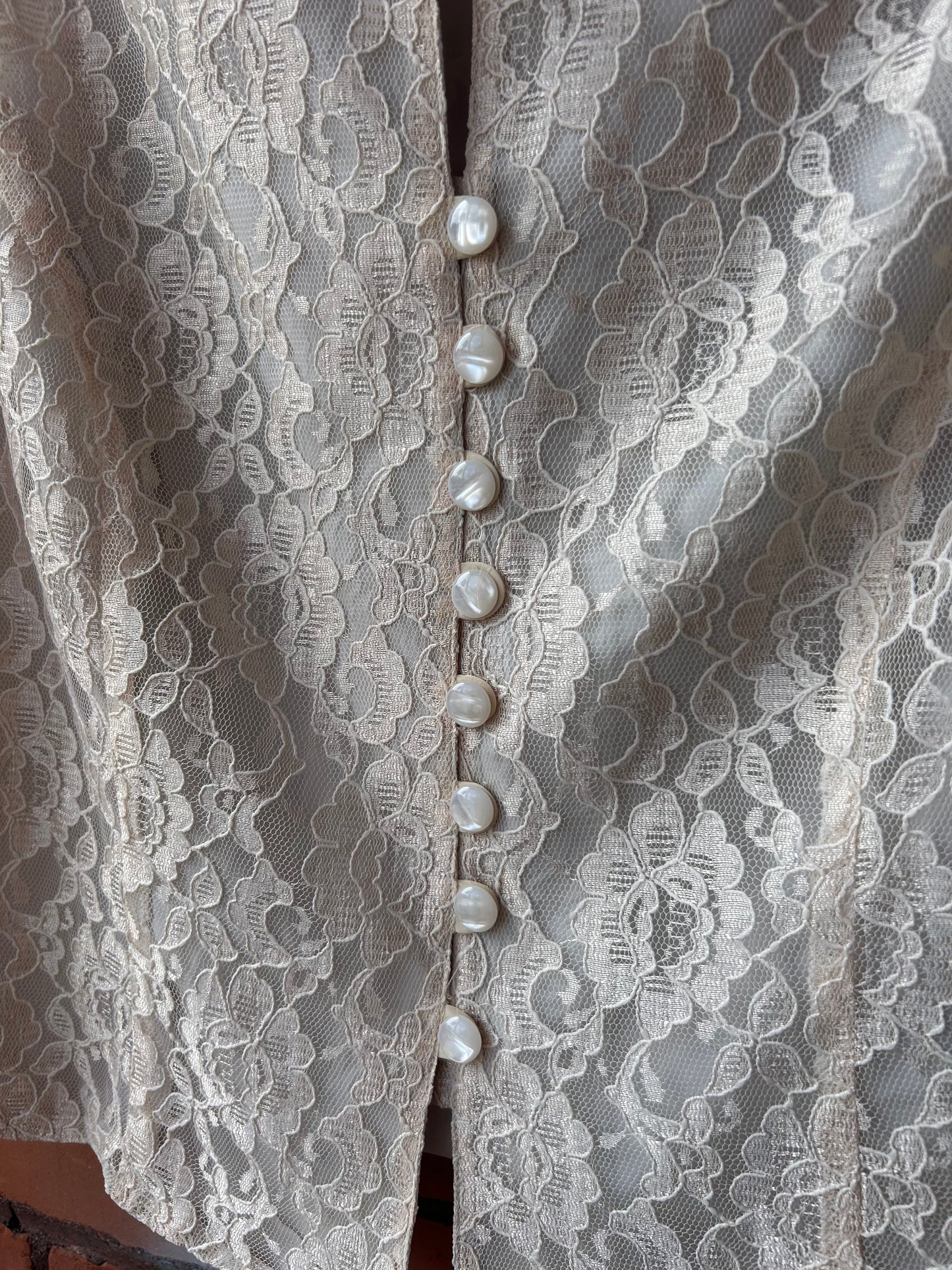 90’s Vintage Cream Lace Vest / Size XXL