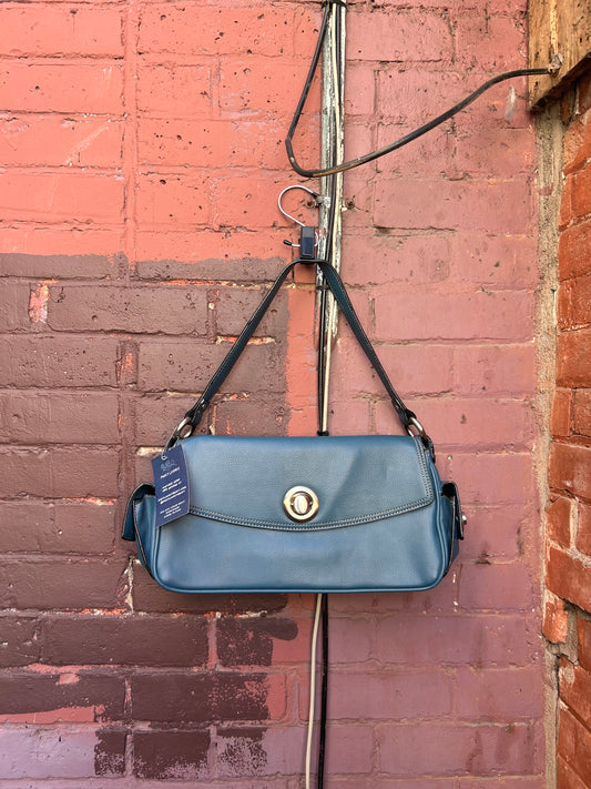 Y2K Vintage Blue Leather Medium Shoulder Purse