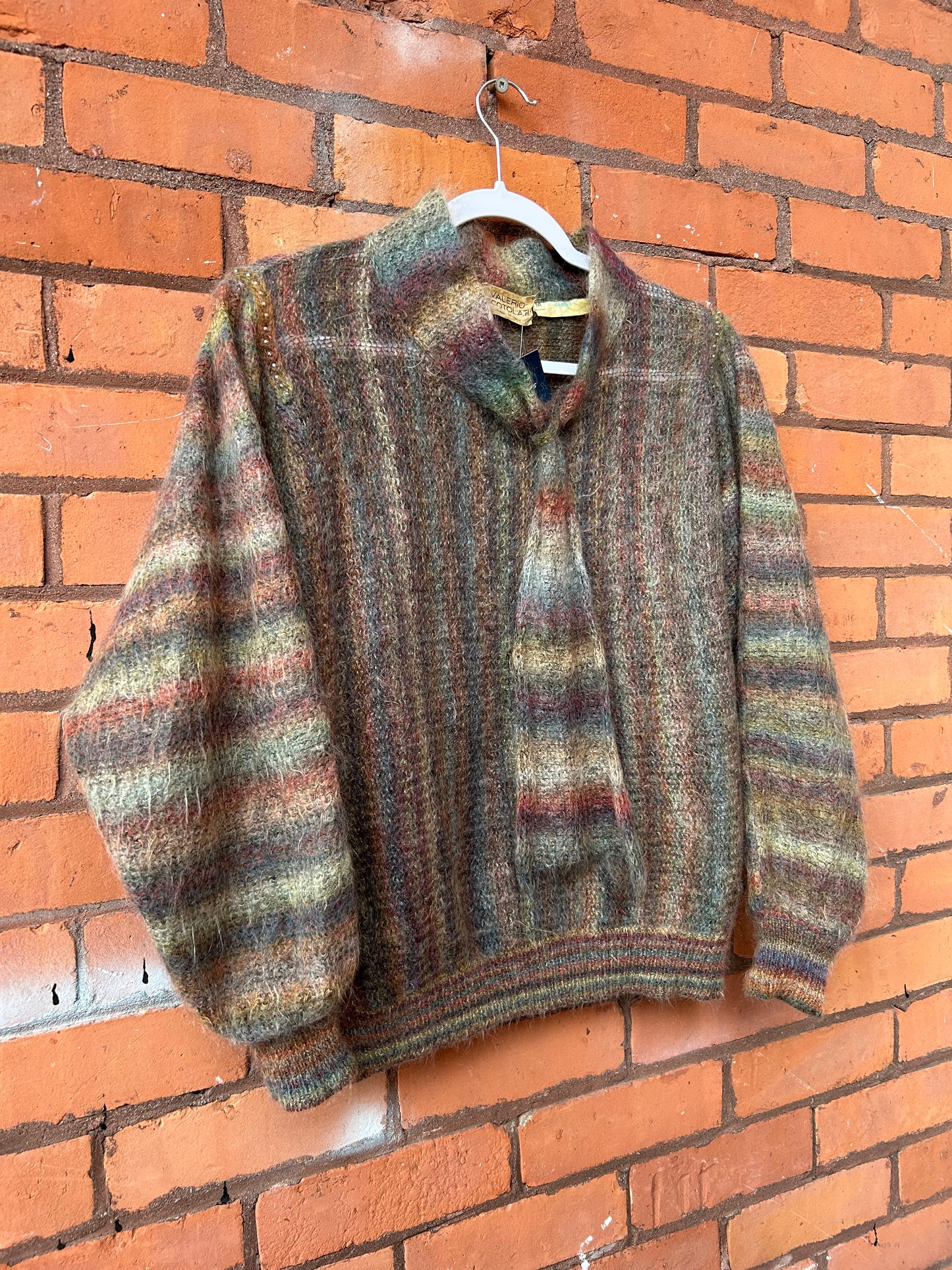 70’s Vintage Soft Multicolour Mohair Wool Sheer Knit Sweater / Size M