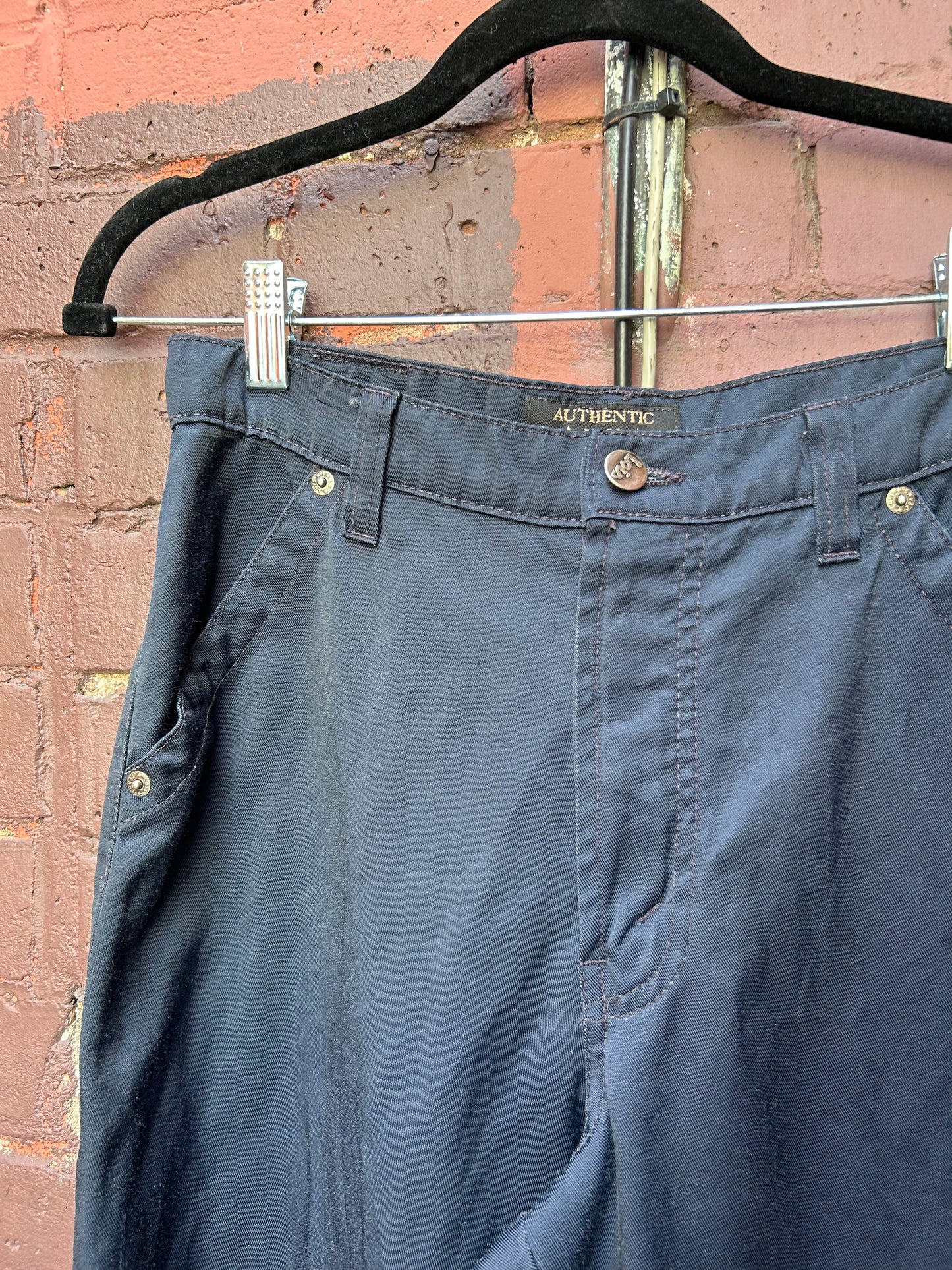 90's Vintage Navy Nylon Carpenter Pants / 28 Waist