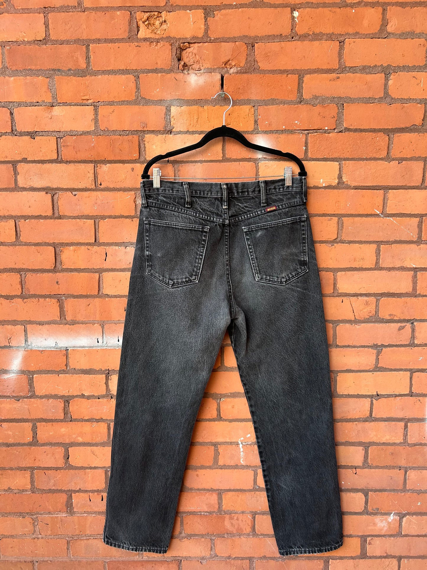 90’s Vintage Faded Black Straight Leg Jeans / 34 Waist
