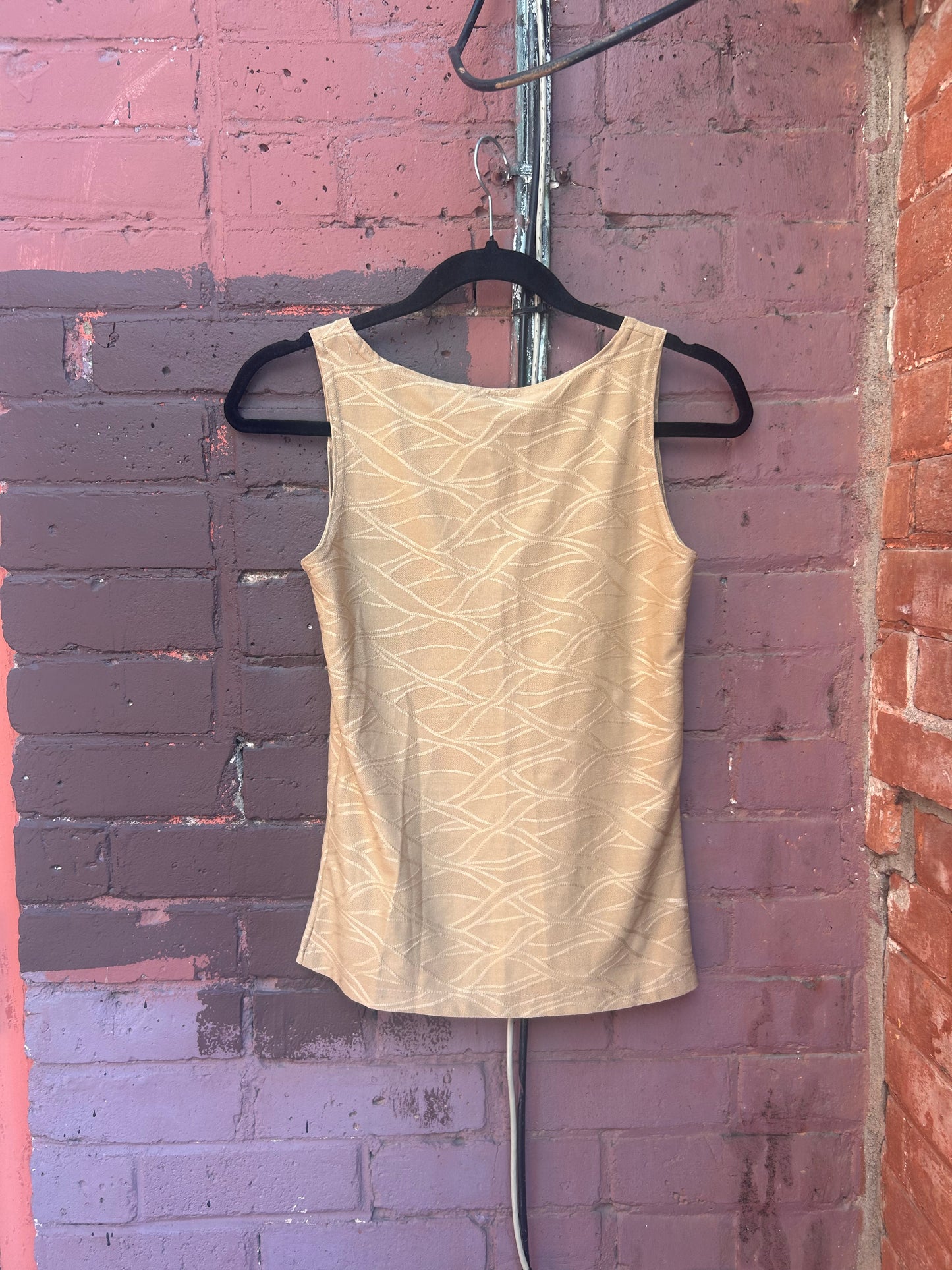 90's Vintage Beige High Neck Tank / Size M