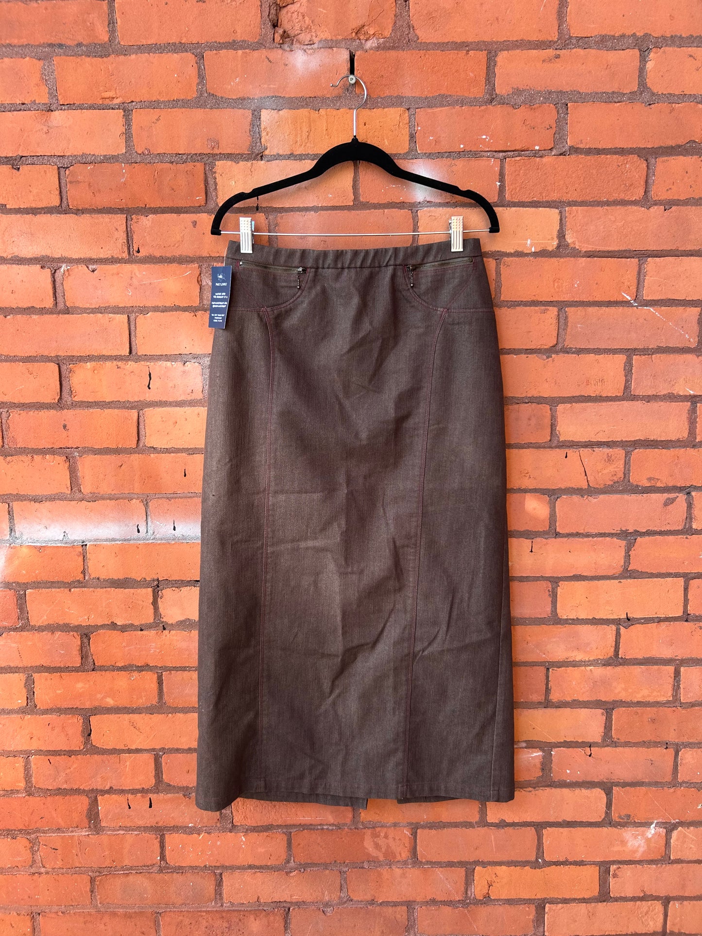 Y2K Vintage Brown Denim Maxi Skirt / 29 Waist