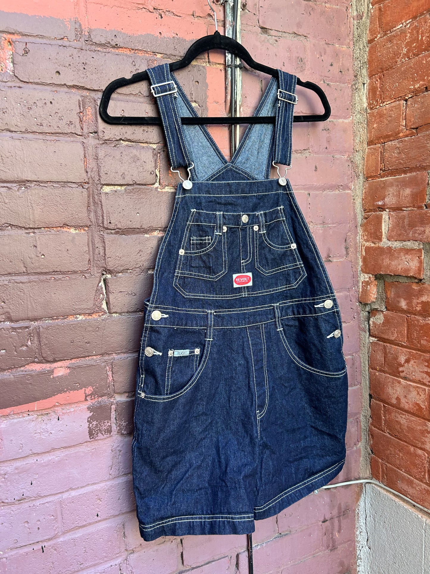 90’s Vintage Dark Wash Short Overalls / Size M