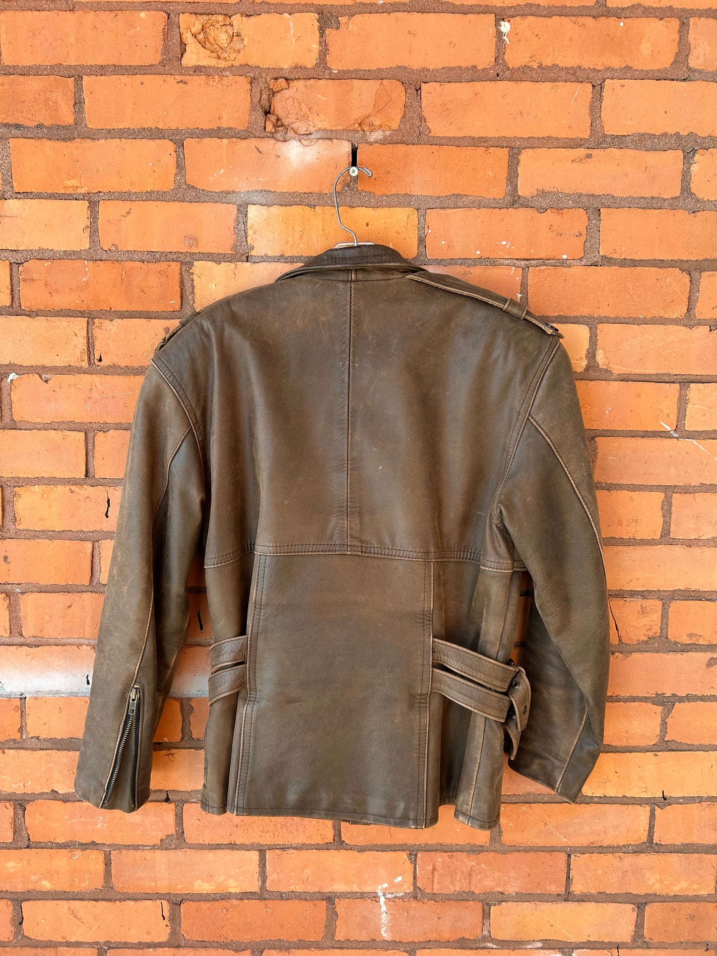 80’s Vintage Brown Leather Moto Jacket / Size M