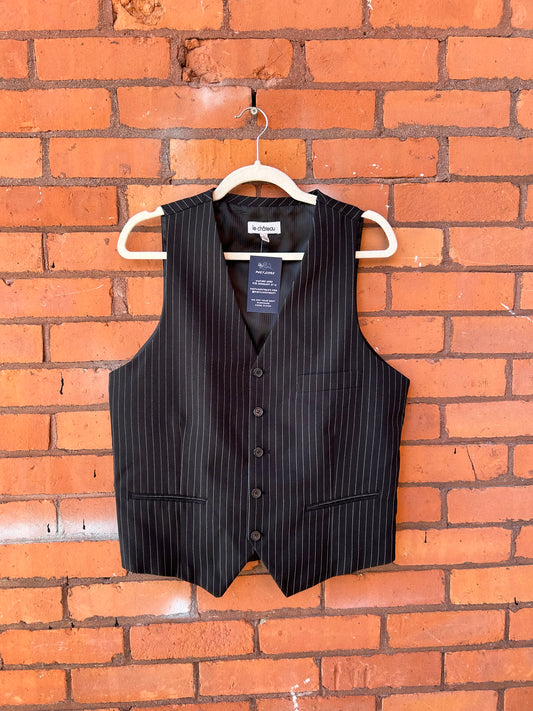 Y2K Vintage Black & White Pinstripe Vest / Size M