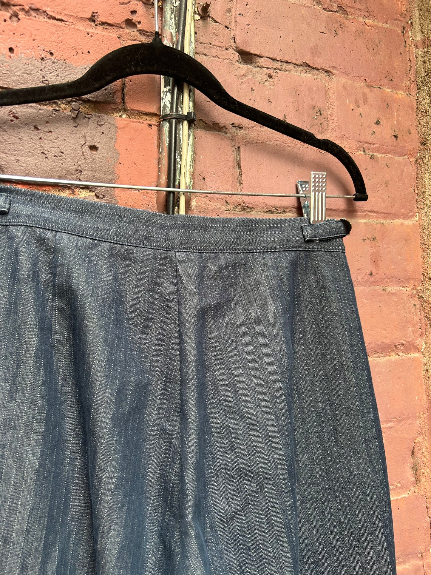 90's Vintage Striped Denim Pants / 26 - 28 Waist
