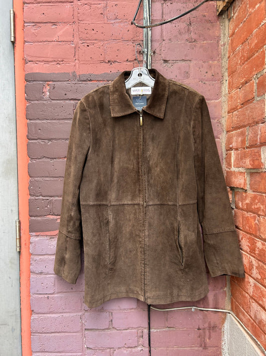 90's Vintage Brown Suede Zip Up Jacket / Size L