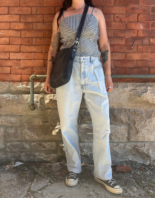 Y2K Vintage Levi’s 550 Light Wash Distressed Baggy Jeans / 38 Waist