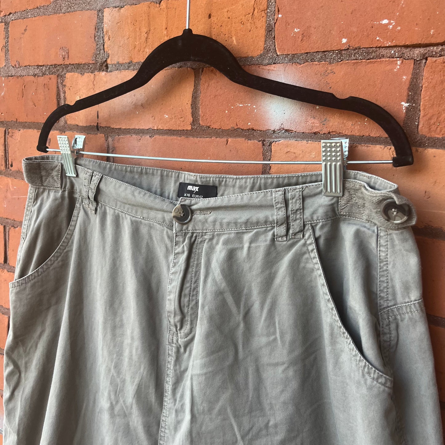Y2K Vintage Green Khaki Maxi Skirt / 38 Waist