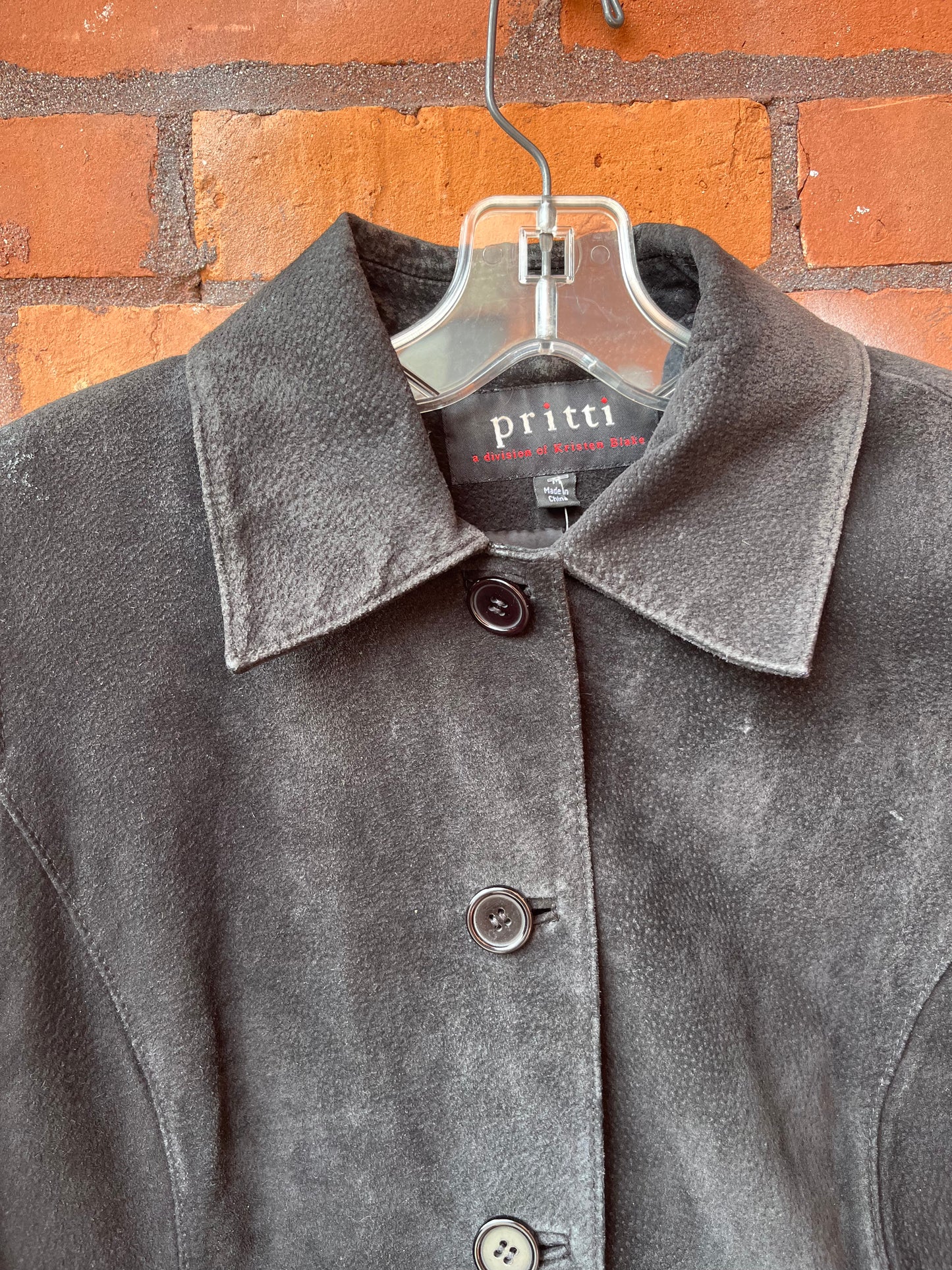 90’s Vintage Black Suede Button Down Jacket / Size M