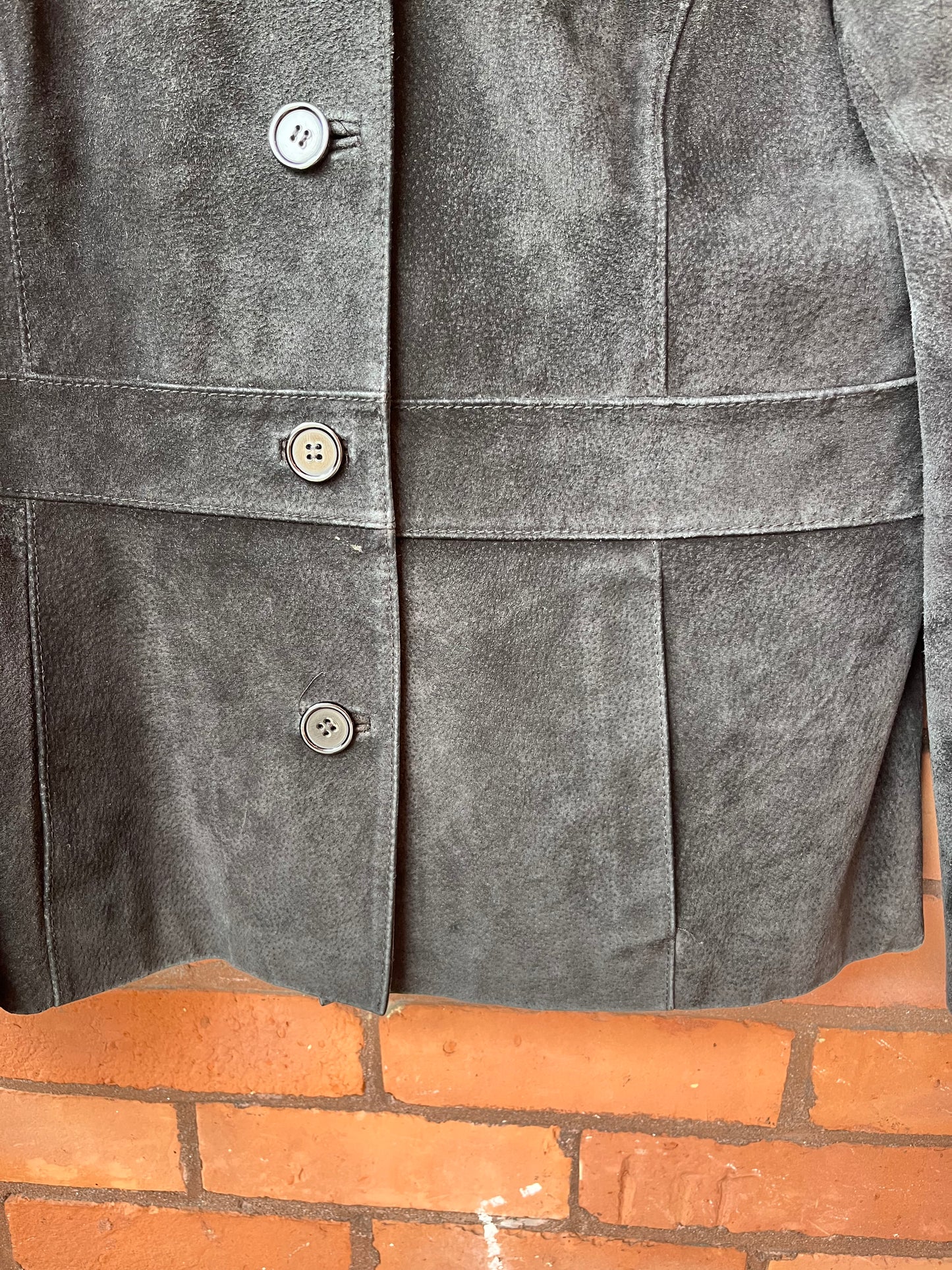 90’s Vintage Black Suede Button Down Jacket / Size M