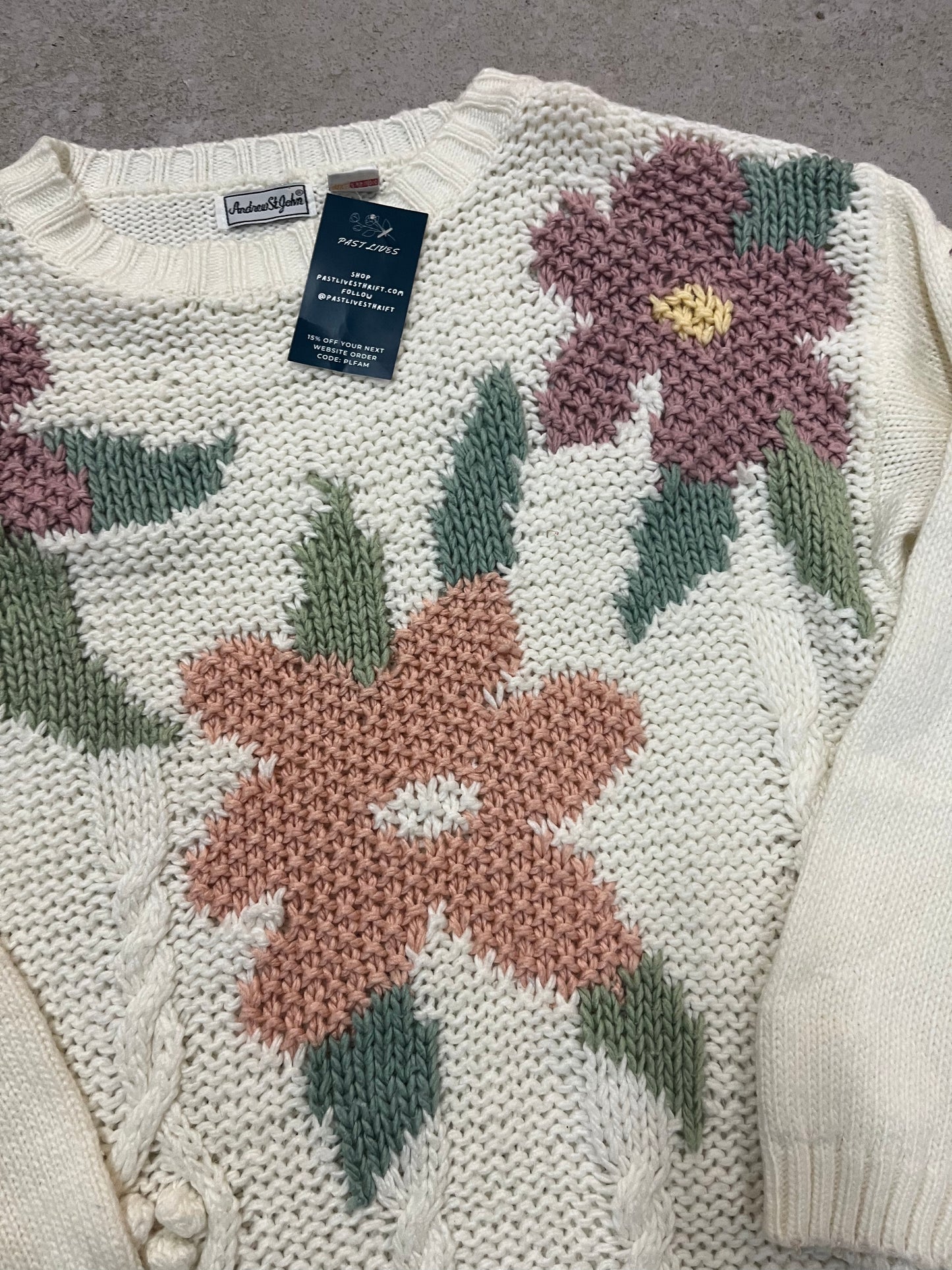 90’s Vintage Flower Power Knit Sweater / Size L
