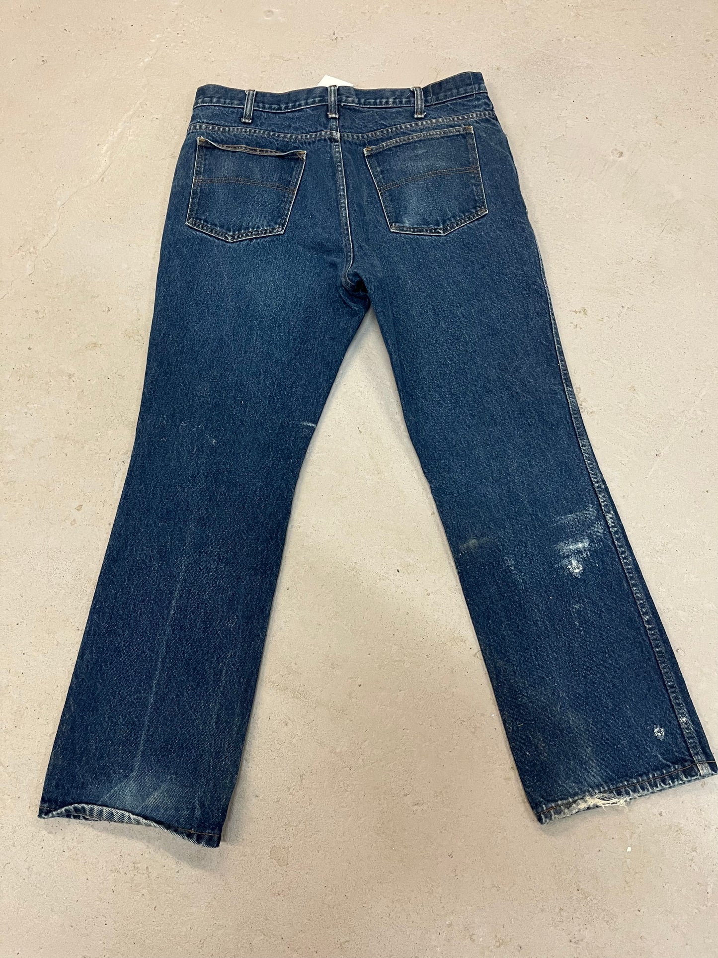 90’s Vintage Patched Distressed Dark Wash Jeans / 37 Waist